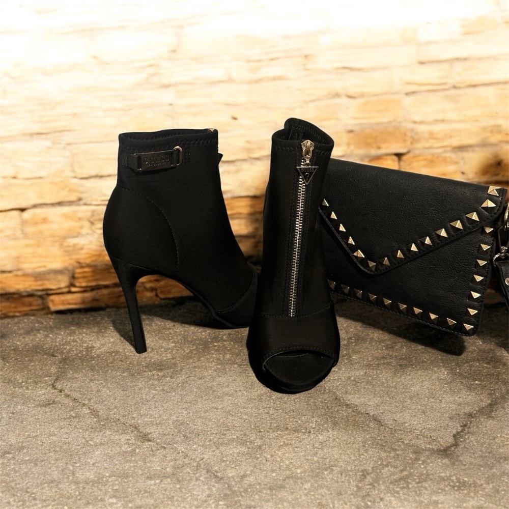 Guess Black Ankle Booties with Zipper Detail